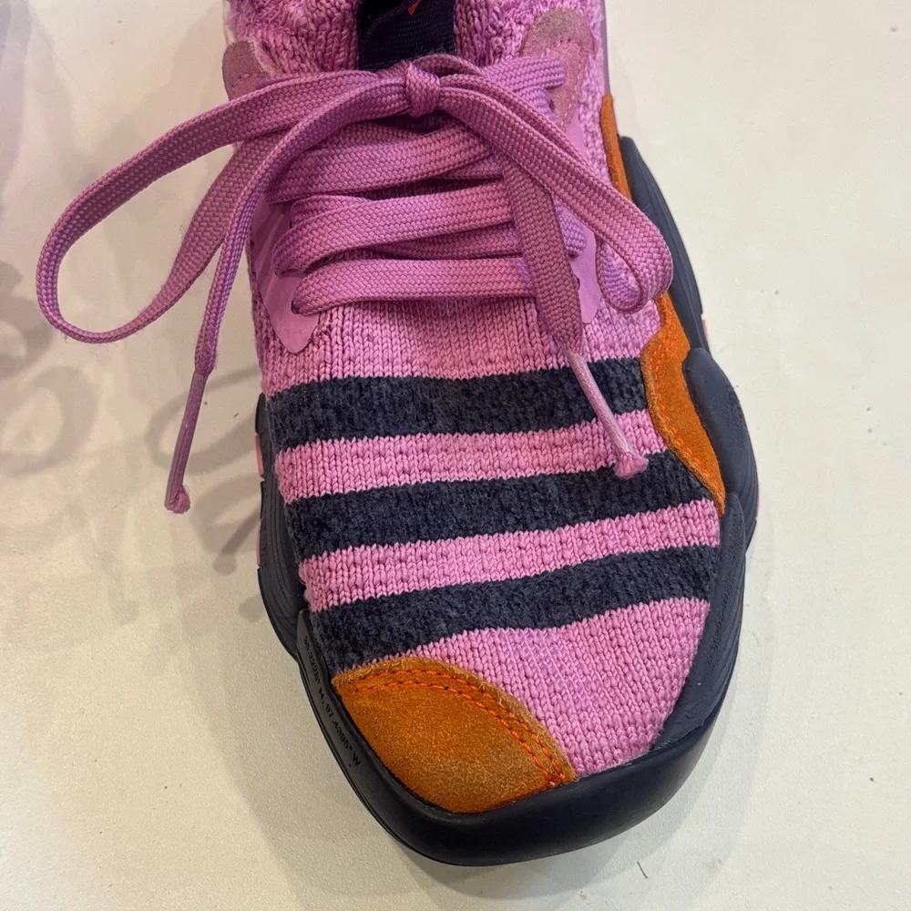 Vibrant Lilac and Black Sneakers with Orange Accents Trae 2 Basketball Sneakers